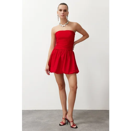 Trendyol Red Waist Opening/Skater Woven Elegant Evening Dress