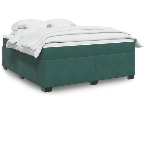 vidaXL Box spring postelja z vzmetnico temno zelena 180x200 cm žamet Cene