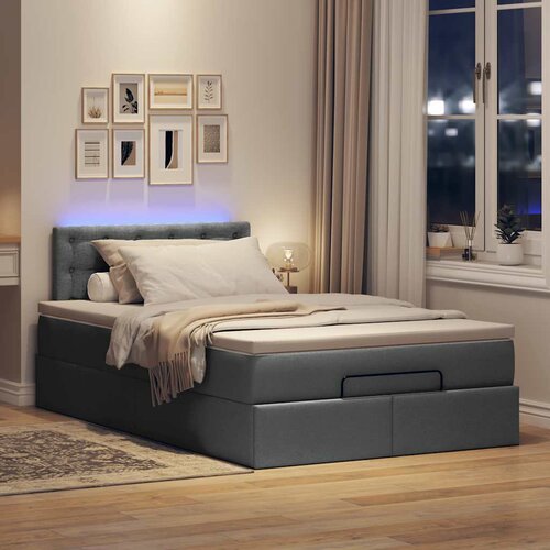 VidaXL Otomanska postelja z vzmetnico siv 120x190 cm blago Slike