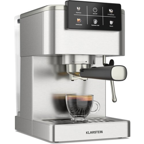 Klarstein SteelPresso Touch aparat za kavu s portafilterom | Zaslon osjetljiv na dodir | 20 bar | Nehrđajući čelik Cijene