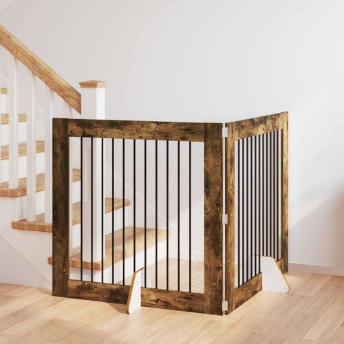  Vrata za pse z stojali 2 pcs Dimljen hrast 100 x 100 cm, (5000232680) Cene