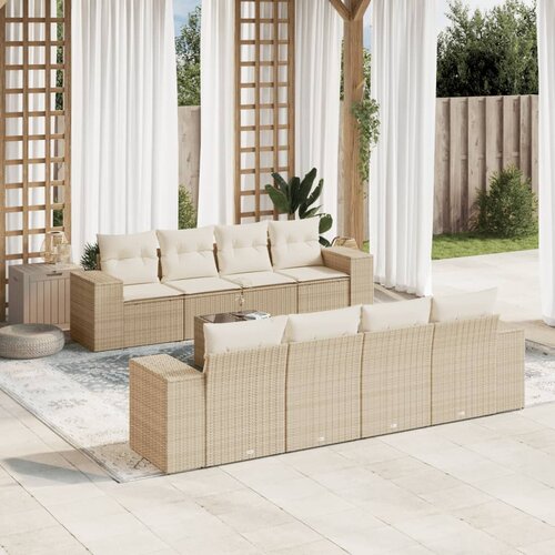 vidaXL 9-dijelni set vrtnih sofa s jastucima bež od poliratana Cene