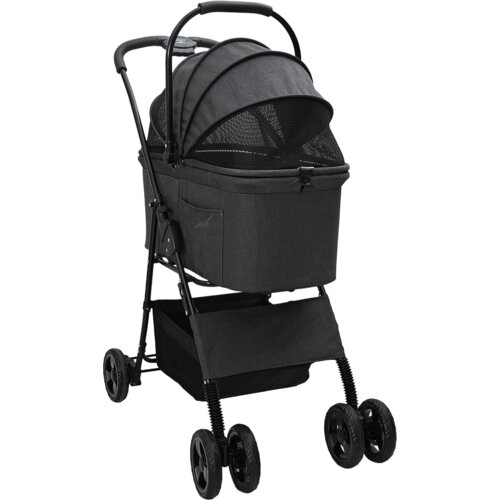 vidaXL Sklopiva kolica za kućne ljubimce Podesiva Crna 81 x 47 x 99 cm Cijene