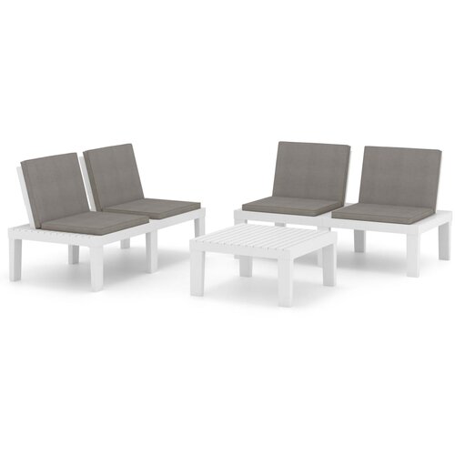 Maison Chic Seti vrtnega pohištva - Vrtna garnitura - Vrtni pohištvo set 3-delna z blazinami plastika bela, (21809218) Cene