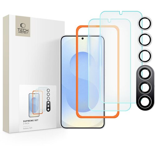 TECH-PROTECT KALJENO STEKLO ZA SAMSUNG GALAXY S25 3-PAK ZA&amp;Scaron;ČITE ZA EKRAN 9H, (5000018422) Slike