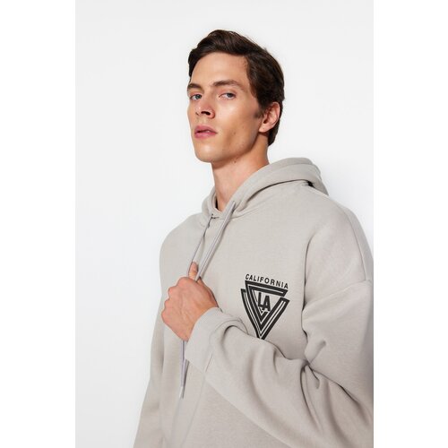 Trendyol Grey Oversize/Wide Cut Printed Sweatshirt Slike