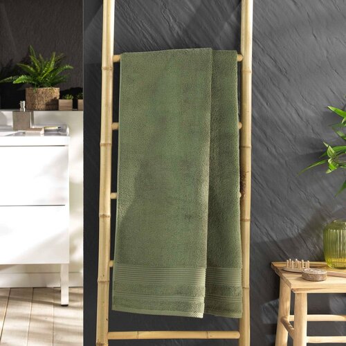 Douceur d int&amp;eacute;rieur Kaki zelena bombažna brisača iz frotirja 70x130 cm Tendresse &amp;ndash; Slike