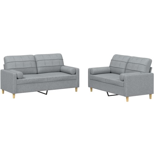 Maison Chic Sedežna garnitura - kavč 4-delna z vzglavniki svetlo sivo blago, (21728708) Cene