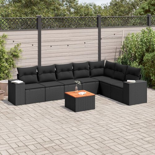 vidaXL 8-dijelni set vrtnih sofa od poliratana s jastucima crni Cijene
