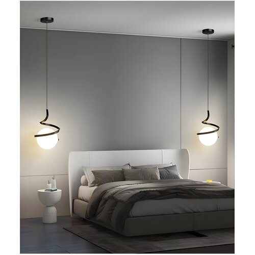 Toolight Crni Luster s Staklenom Sferom i Spiralnim Dizajnom APP1732-1CP Slike