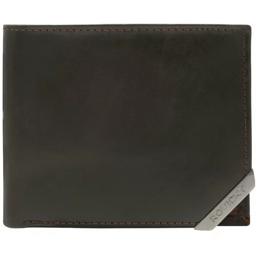 Fashion Hunters Dark brown and brown men's wallet with a silver accent