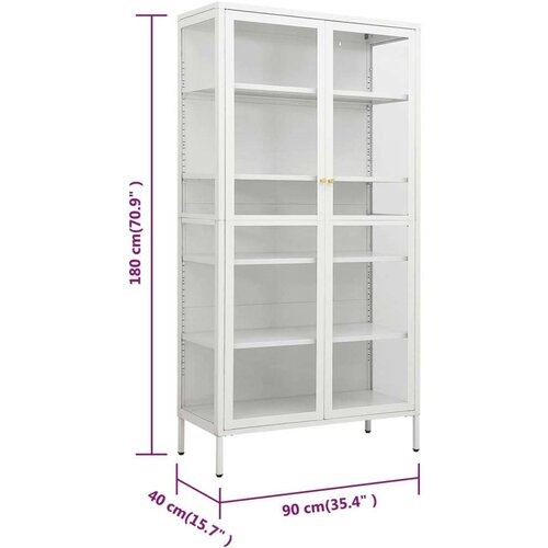 VidaXL Razstavna omarica bela 90x40x180 cm jeklo in kaljeno steklo Slike