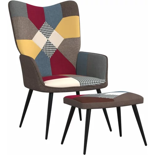 vidaXL stolica za opuštanje s osloncem za noge patchwork od tkanine