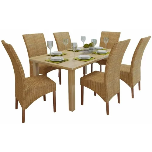  Jedilni stoli 6 kosov rjavi naravni ratan, (20624441)