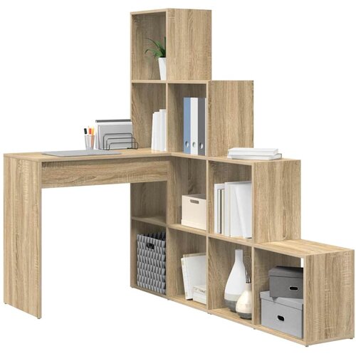  Kutni stol s policom Sonoma hrast 101,5 x 149,5 x 149,5 cm Slike