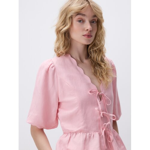 Reserved Bluza od mješavine lana - pastelnoružičasto Cene
