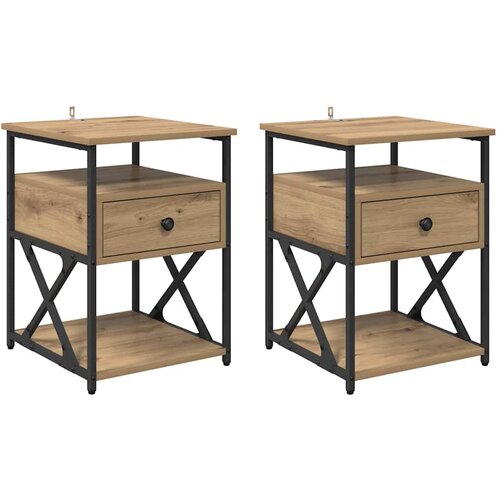 vidaXL Nočna omarica s predalom 2 pcs artisan hrast 40 x 42 x 55 cm, (5000091691) Cene