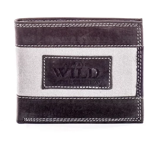 Fashion Hunters Black leather wallet for a man with a fabric module