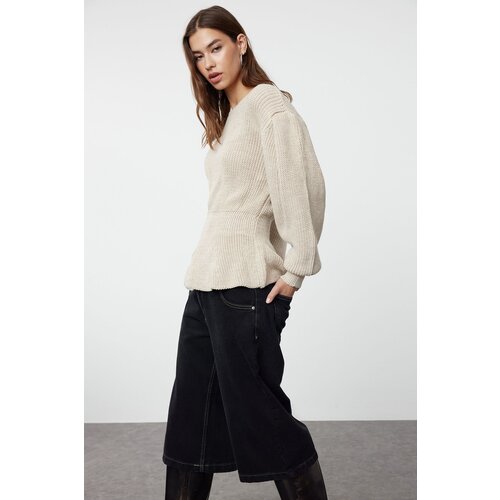 Trendyol Stone Balloon Sleeve Flounced Knitwear Sweater Cijene