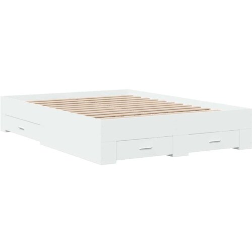 vidaXL Posteljni okvir s predali bel 140x190 cm inženirski les Cene