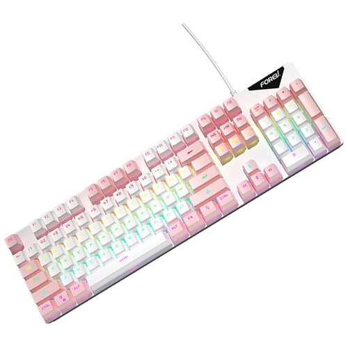 INF Žična mehanska tipkovnica mavrična osvetlitev modro stikalo 104 tipke White+Pink, (5000128729) Cene