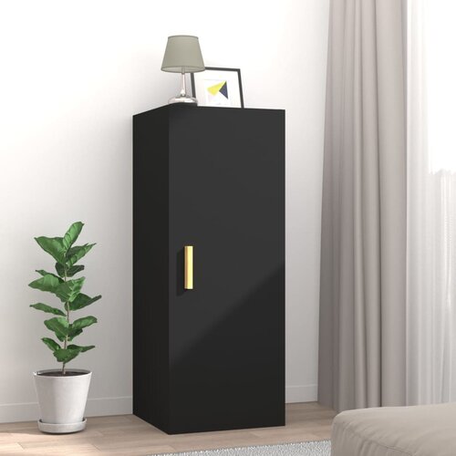 VidaXL Stenska omarica črna 34,5x34x90 cm konstruiran les Slike