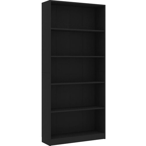 Maison Chic Knjižna omara - Knjižni regal 5-nadstropna črna 80x24x175 cm iverna plošča, (21725725) Cene