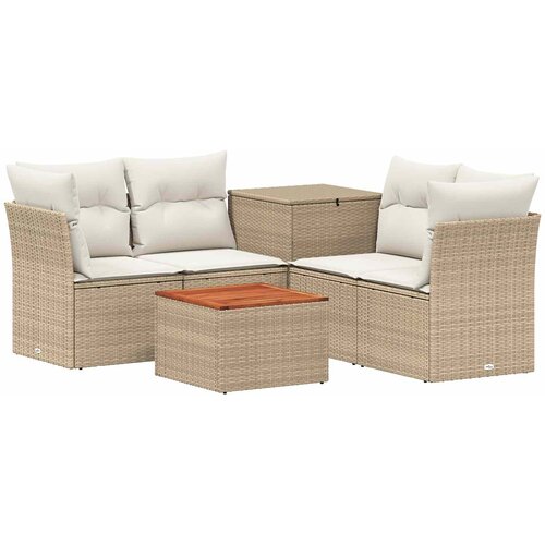  Set sofe 6 kom. Bež i krem bijela Poli Rattan i čelik Slike