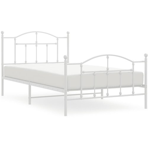 Maison Chic Kovinski Posteljni okvir - Enojna postelja - Postelja za odrasle z vzglavjem in vznožjem bel 100x200 cm, (21696626) Cene