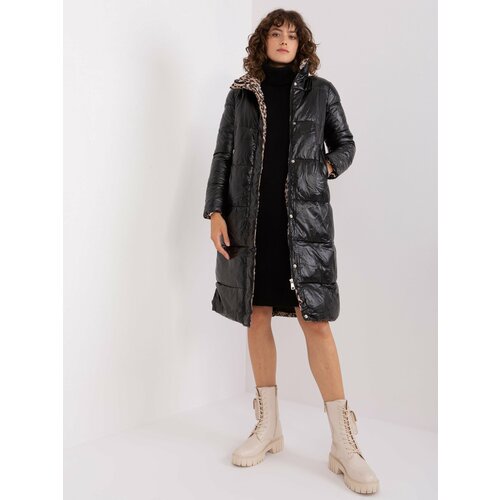 Fashion Hunters Black Long Winter Jacket Without Hood Slike