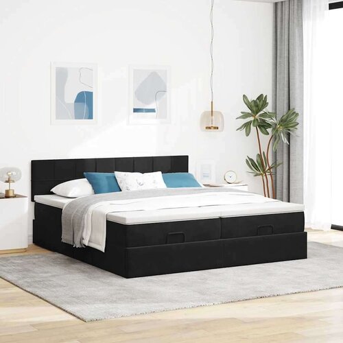 VidaXL Okvir kreveta s madracima crni 160x200cm bar&amp;scaron;unasti Slike