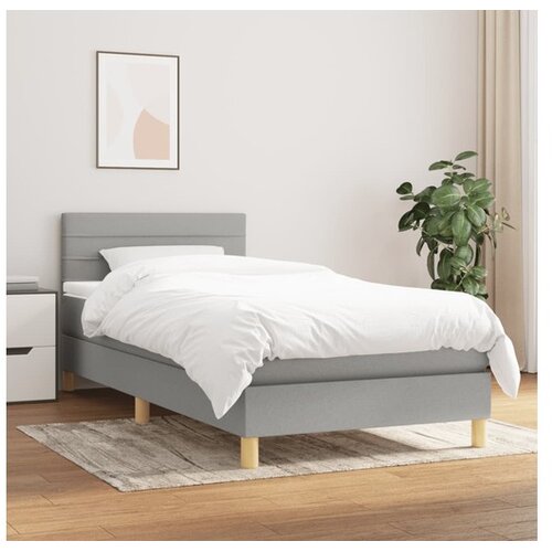  Box spring postelja z vzmetnico svetlo siv 100x200 cm blago Cene