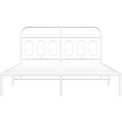 VidaXL Metalni okvir za krevet s uzglavljem bijeli 140 x 200 cm Slike