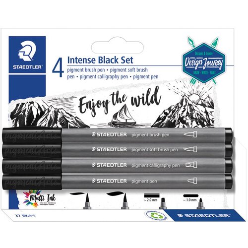  SET PIGMENT ART INTENSE BLACK PK4 DESIGN JOURNEY STAEDTLER 37 BK4-1 BLISTER Cene