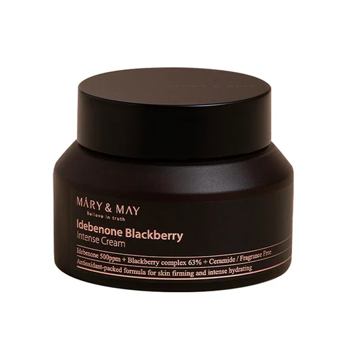 MARY & MAY Idebenone + Blackberry Complex Intensive Total Care Cream posvetlitvena vlažilna krema proti gubam 70 g