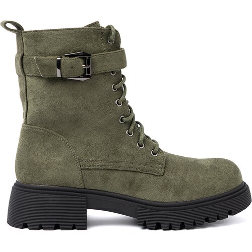 Shelvt Dark green workers with thick soles and lacing Slike