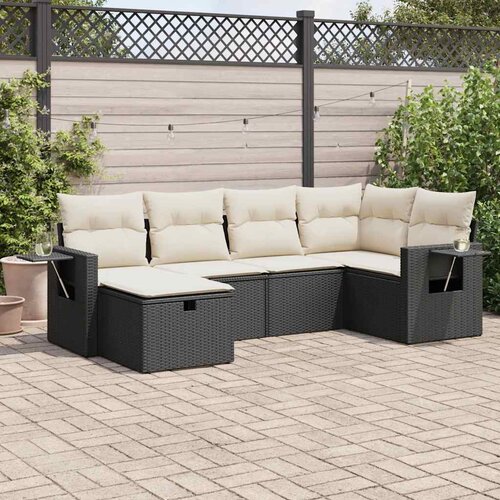 vidaXL 6-dijelni set vrtnih sofa s jastucima crni od poliratana Cijene