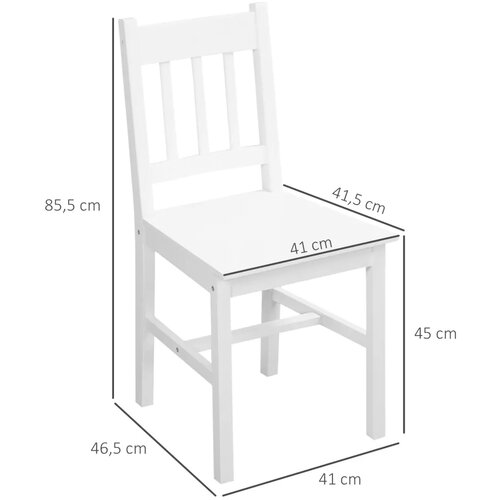  Set od 2 blagovaonske stolice kuhinjske stolice puno drvo 41 cm x 46 5 cm x 85 5 cm bijela Slike