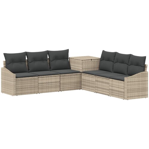  Set sofe 7 pcs Svijetlo siva i tamno siva Poli Rattan i čelik Slike