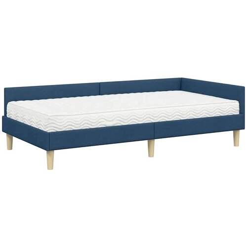  Kutni krevetni okvir s madracem Ostalo 2 pcs Plava tkanina Slike