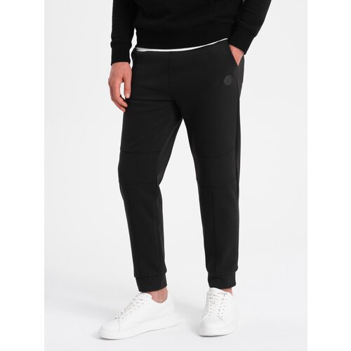 Ombre Men's sweatpants with stitching on the legs - black Slike
