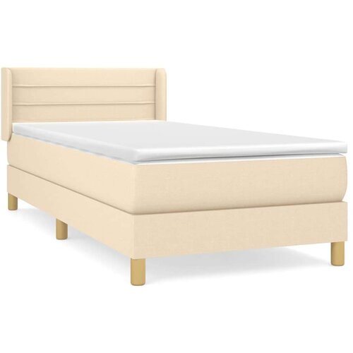 vidaXL Box spring postelja z vzmetnico krem 80x200 cm blago Cene