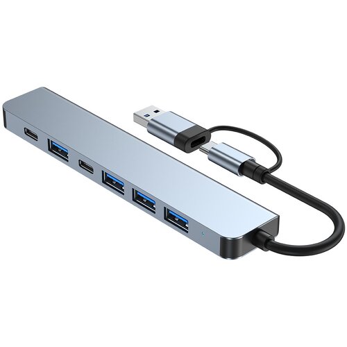INF 2-v-1 USB-C / USB zvezdi&scaron;če 7 vrat USB3.0 za Windows MacOS Grey, (21280200) Cene