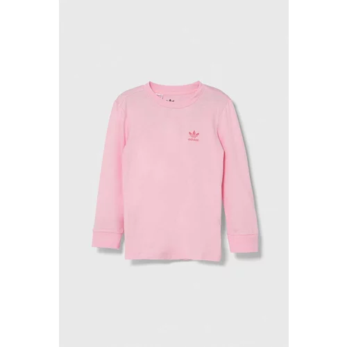 Adidas Otroška bombažna majica z dolgimi rokavi roza barva