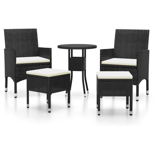 Maison Chic Seti vrtnega pohi&amp;scaron;tva - Vrtna garnitura - Vrtni pohi&amp;scaron;tvo set 5-delna poli ratan črna, (21816570) Slike