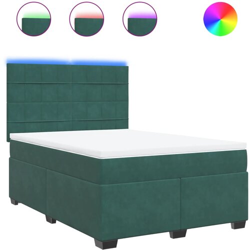 VidaXL Box spring postelja z vzmetnico temno zelen 140x190 cm žamet, (21307980) Slike