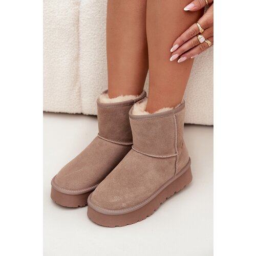 Boto Women&amp;#039;s Snow Boots Made of Natural Suede on Platform Beige Privine Slike