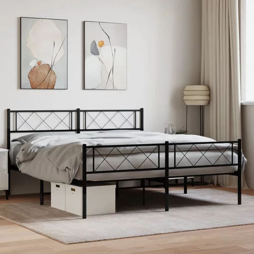 Metalni okvir kreveta uzglavlje i podnožje crni 120x190 cm