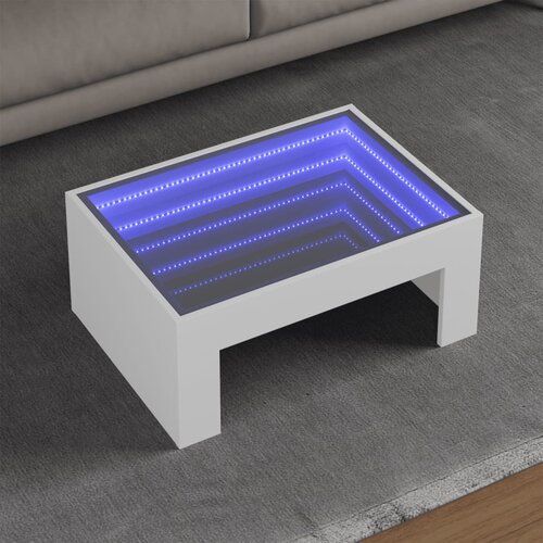 VidaXL Stolić s beskonačnim LED svjetlima bijeli 70x50x30 cm Slike