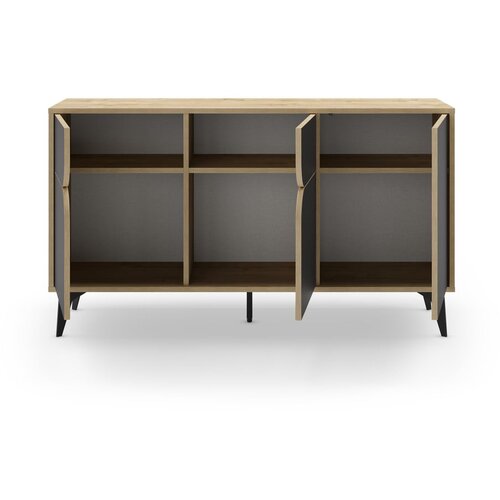 Marckeric Crna/u prirodnoj boji niska komoda u dekoru hrasta 140x79 cm Nola &amp;ndash; Slike